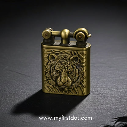 Tiger Head Engraved Vintage Gas Lighter – Refillable