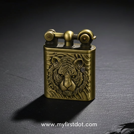 Tiger Head Engraved Vintage Gas Lighter – Refillable