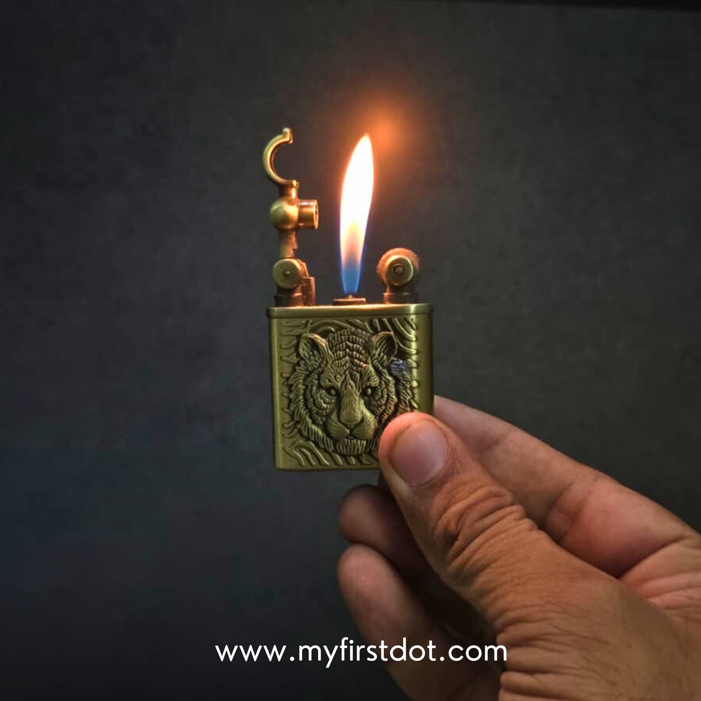 Tiger Head Engraved Vintage Gas Lighter – Refillable