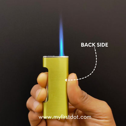 Vintage Leaf Carved Jet Flame Lighter Gold