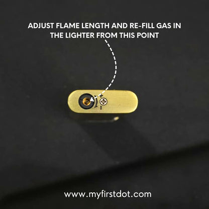 Vintage Leaf Carved Jet Flame Lighter Gold