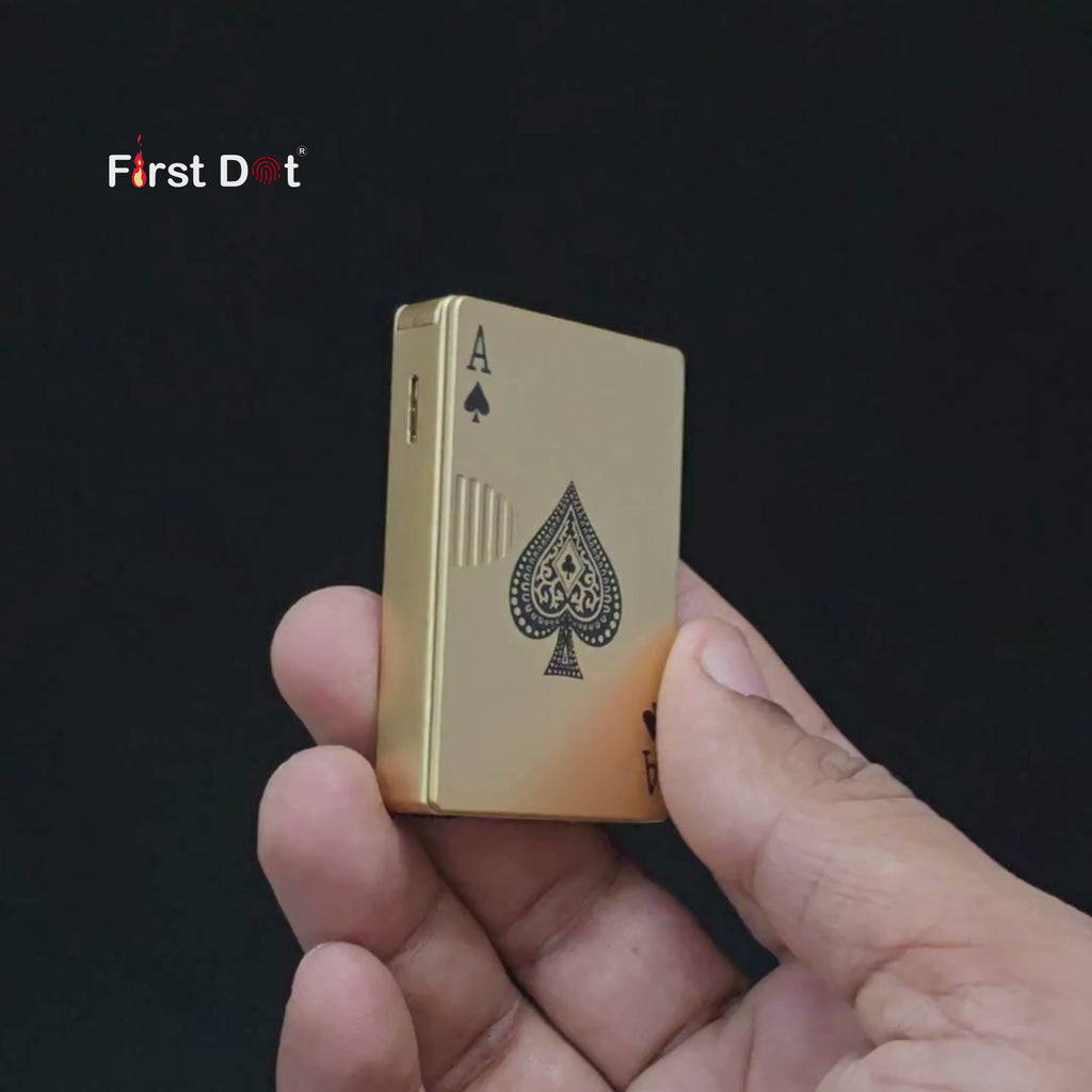 First Dot Playing Card Edition Slide Green Jet Flame Cigarette Lighter