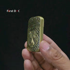 First Dot Tiger Face Engraved Red Jet Flame Windproof Lighter