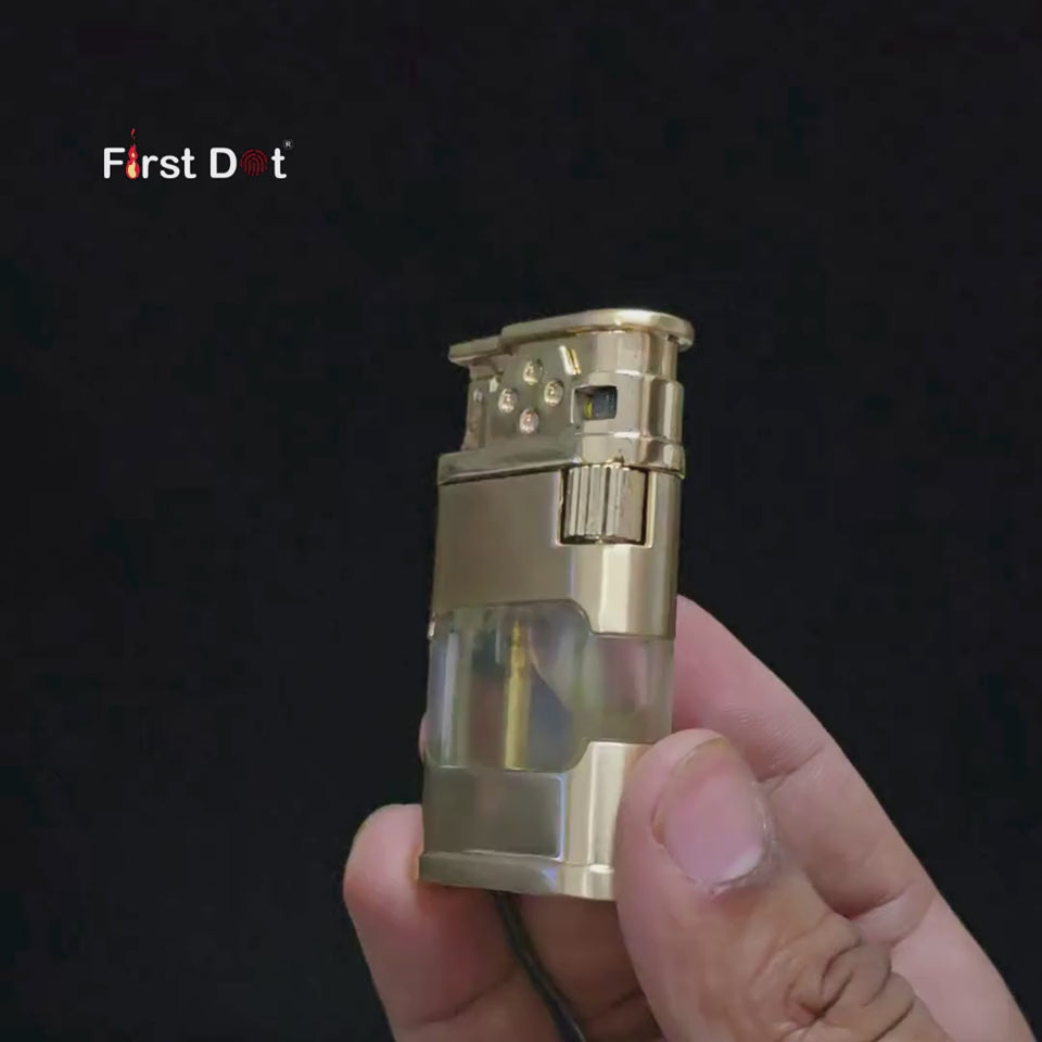 First Dot AeroFlint Blue Jet Flame Lighter with LED Fuel Window