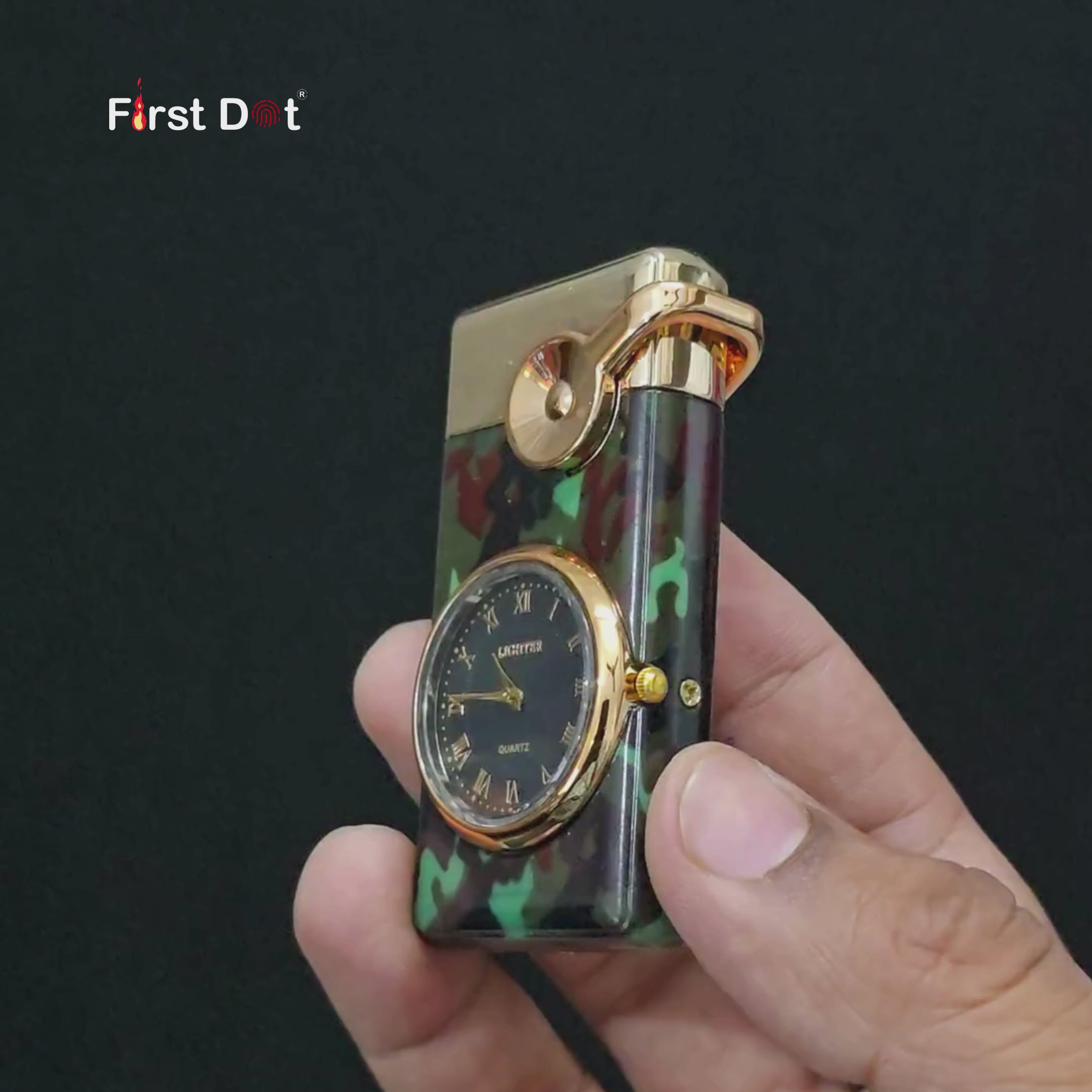 First Dot Maverick Swing-Arm Built-In Analog Watch Lighter