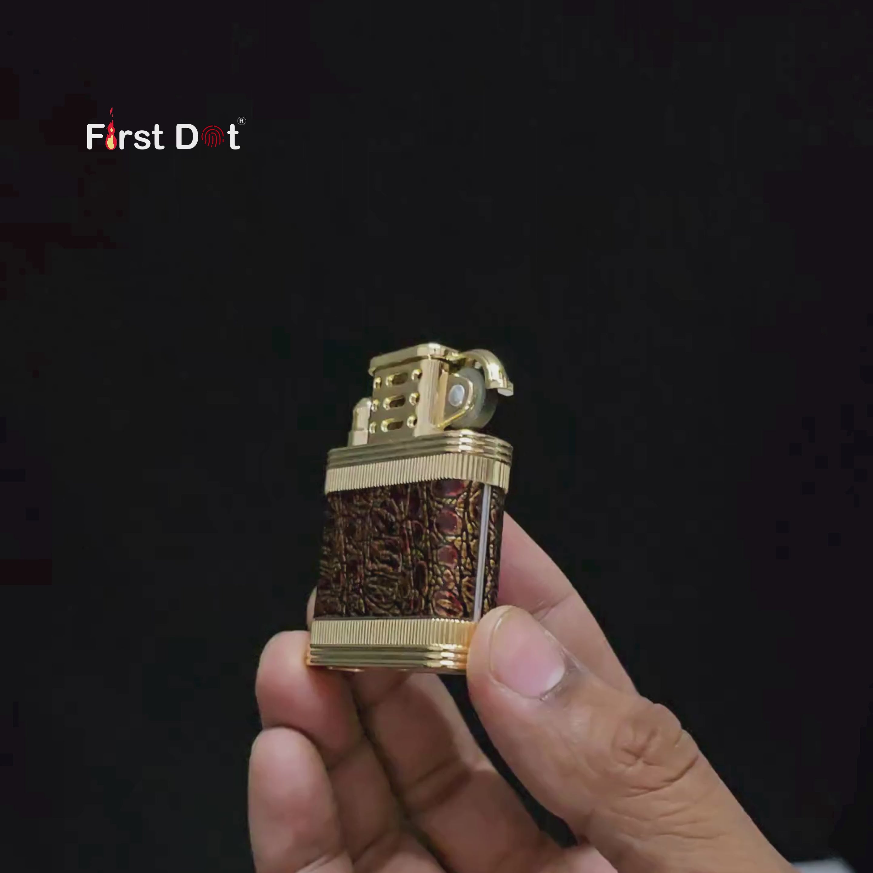 First Dot Classic Leather Wrap Metal Lighter