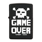 Black lighter with pixelated skull design and 'GAME OVER' text on a white background Game Over Premium Refillable Cigarette Lighter first dot